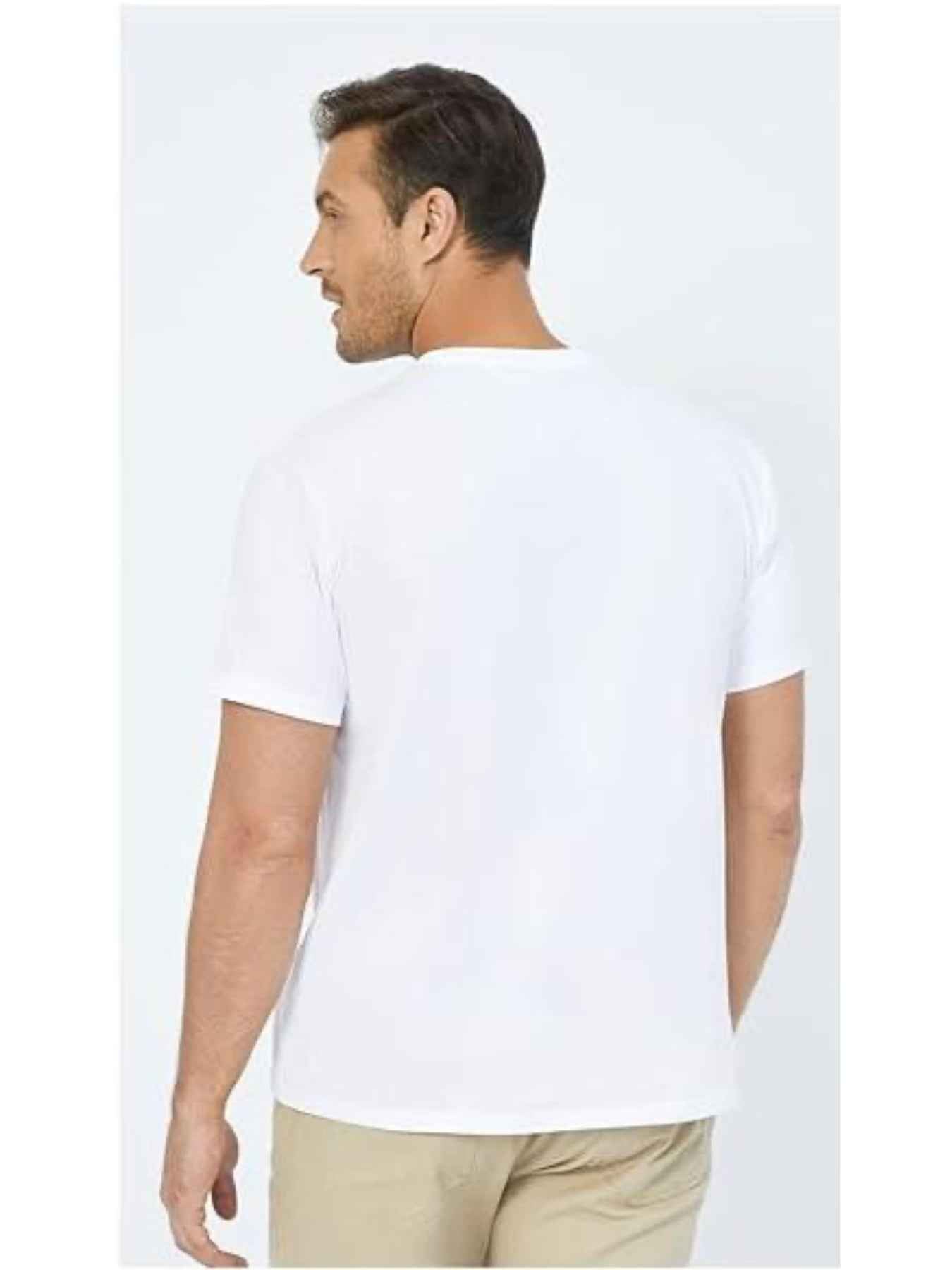 Men's White Basic Crewneck T-Shirt - Water Repellent Cotton Polyester Tee