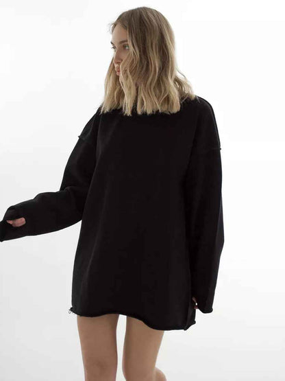Casual Solid Color Round Neck Long Sleeve Sweatshirt