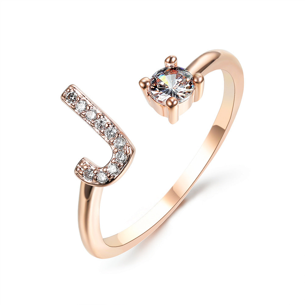 Adjustable Initial Letter Ring - Personalized Alphabet Jewelry