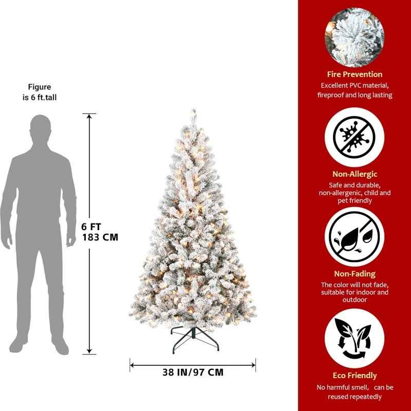 PVC Christmas Tree with Lights - Pre-Lit Holiday Decoration