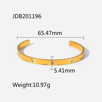 Fashionable And Versatile Gold-plated Stainless Steel Bracelets With Zirconia - DropOnline.co