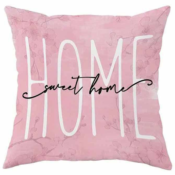 Spring Cherry Blossom Letter Pillow Cover Home Sofa Cushion Cover