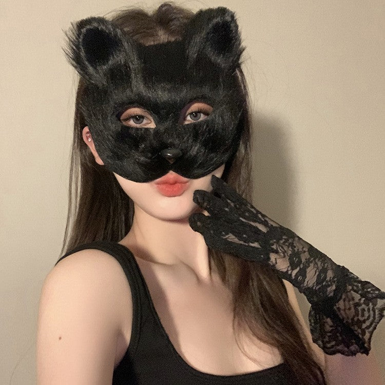 Halloween Half Face Mask - Werewolf White Design