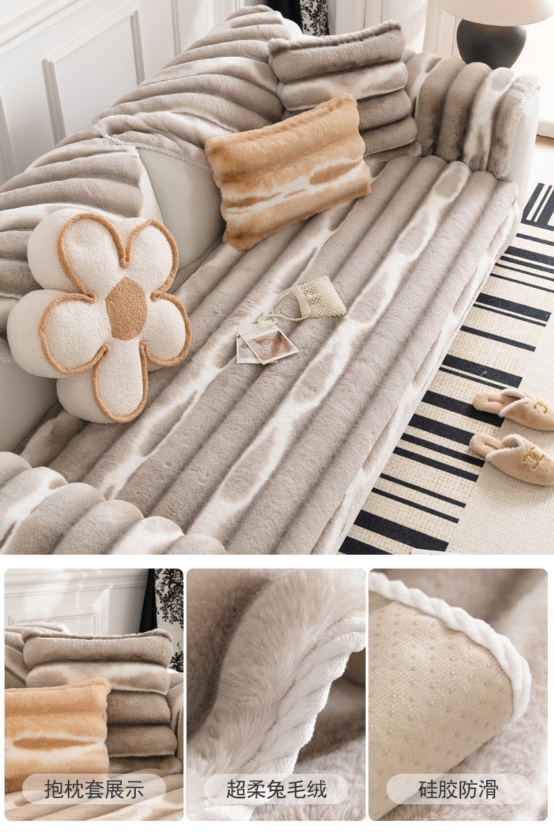 Rabbit Plush Sofa Cushion Non-slip Thickened Cushion