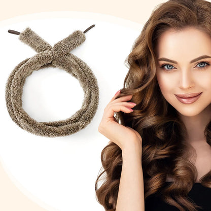Satin Heatless Hair Curler, Lazy Natural Soft Wave DIY Heatless Curls For Sleep In Overnight, For All Hair Types - Light Brown - DropOnline.co