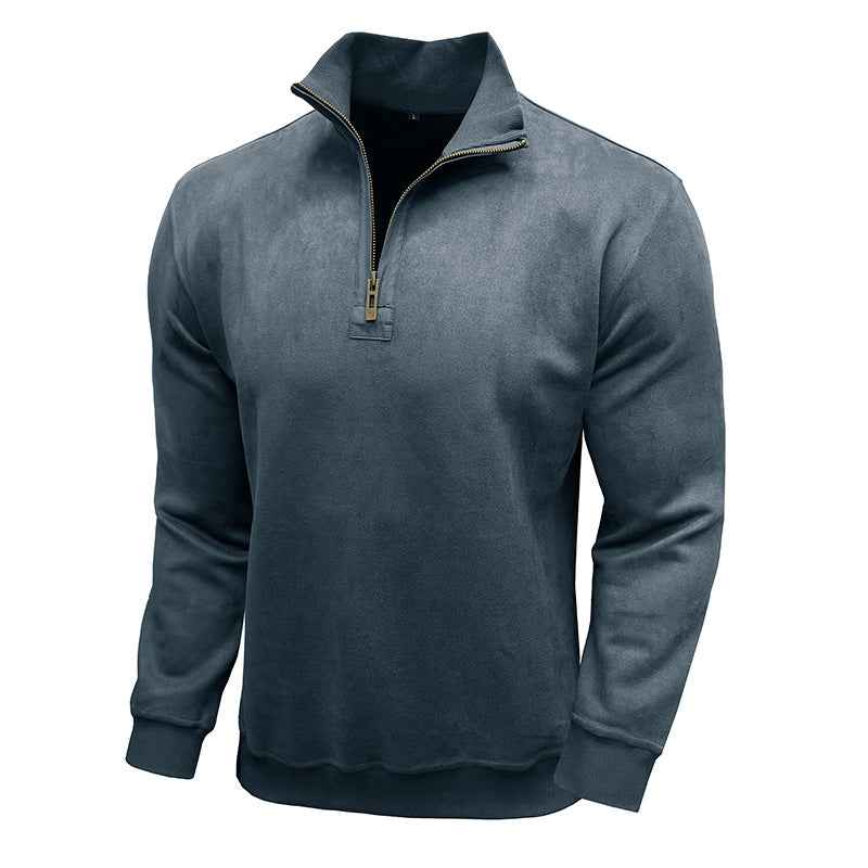 Men's Long-sleeved Zipped Stand Collar Sweater