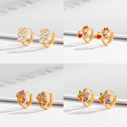 Fashion Multi-style Square Crystal Zircon Ornament Gold Plated Diamond Ear Ring - DropOnline.co