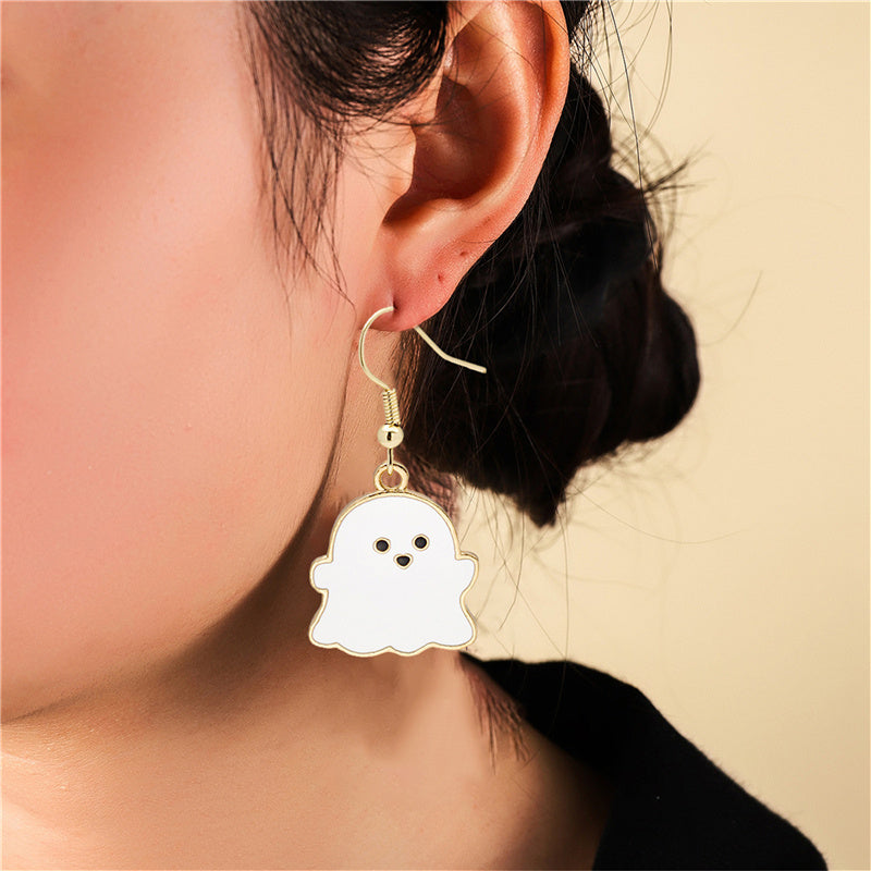 Halloween Pumpkin Earrings - Cute Spooky Oil Drop Alloy Jewelry