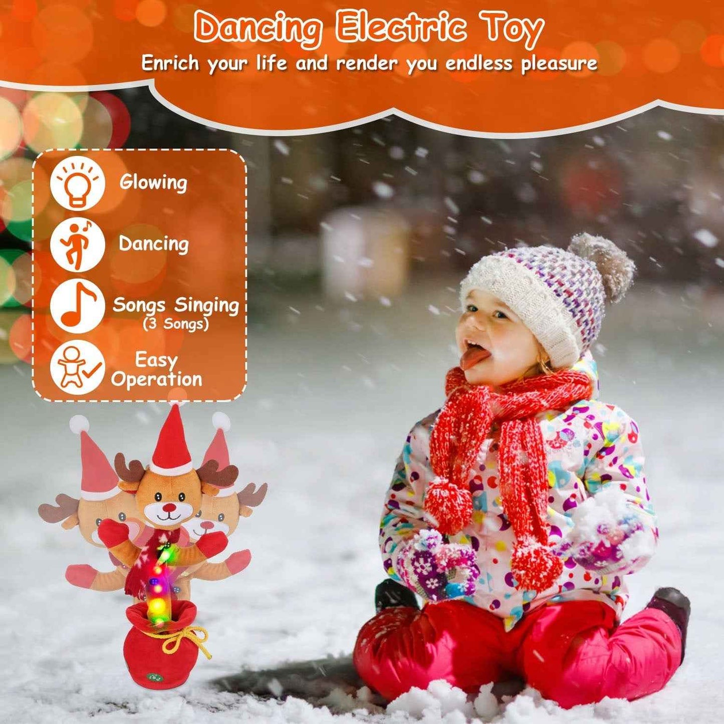 Penguin/Elk Kid Electric Dance Toy - Interactive Sing Song Light Up Plush - DropOnline.co