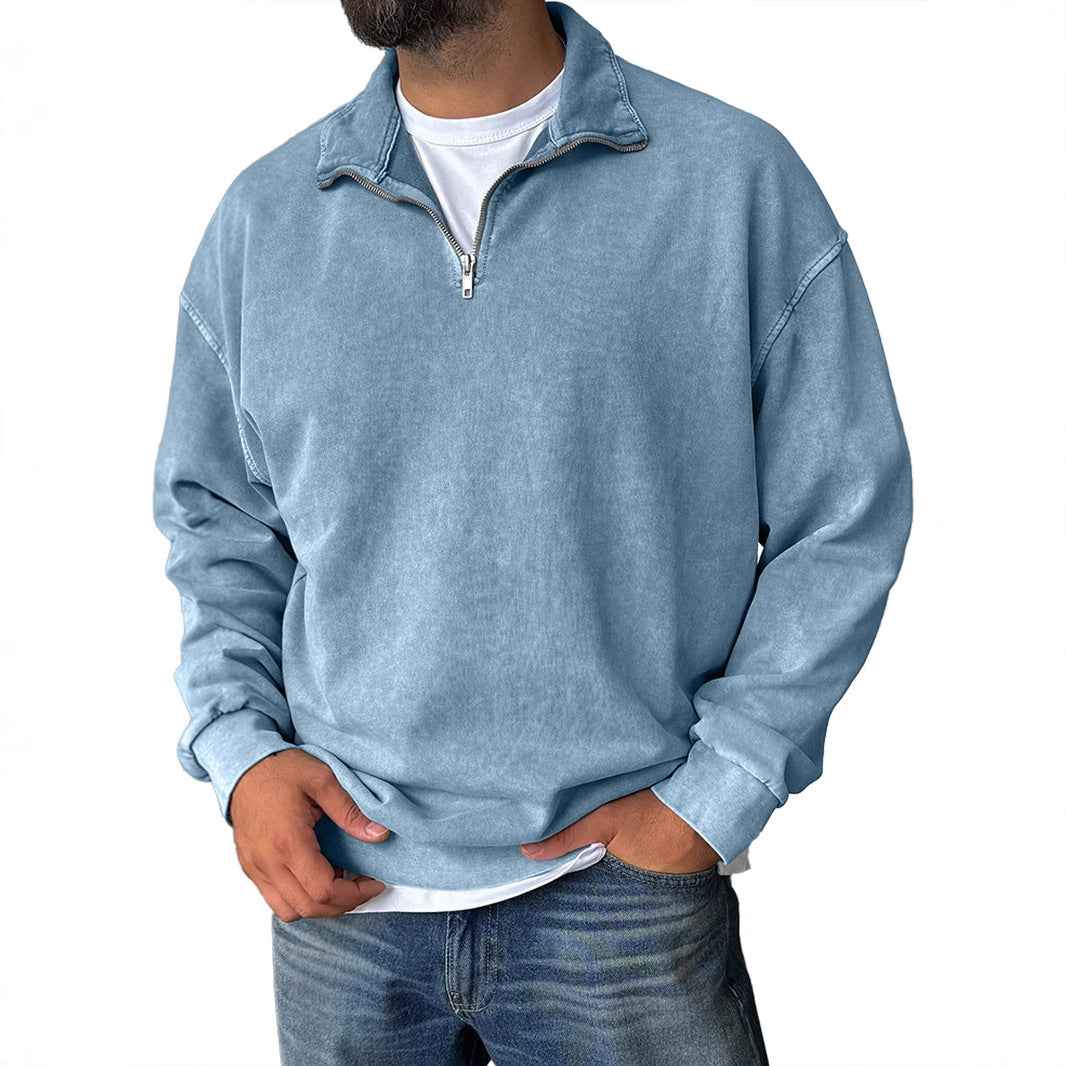 New Stand Collar Loose Drop Shoulder Men's Sweatshirt