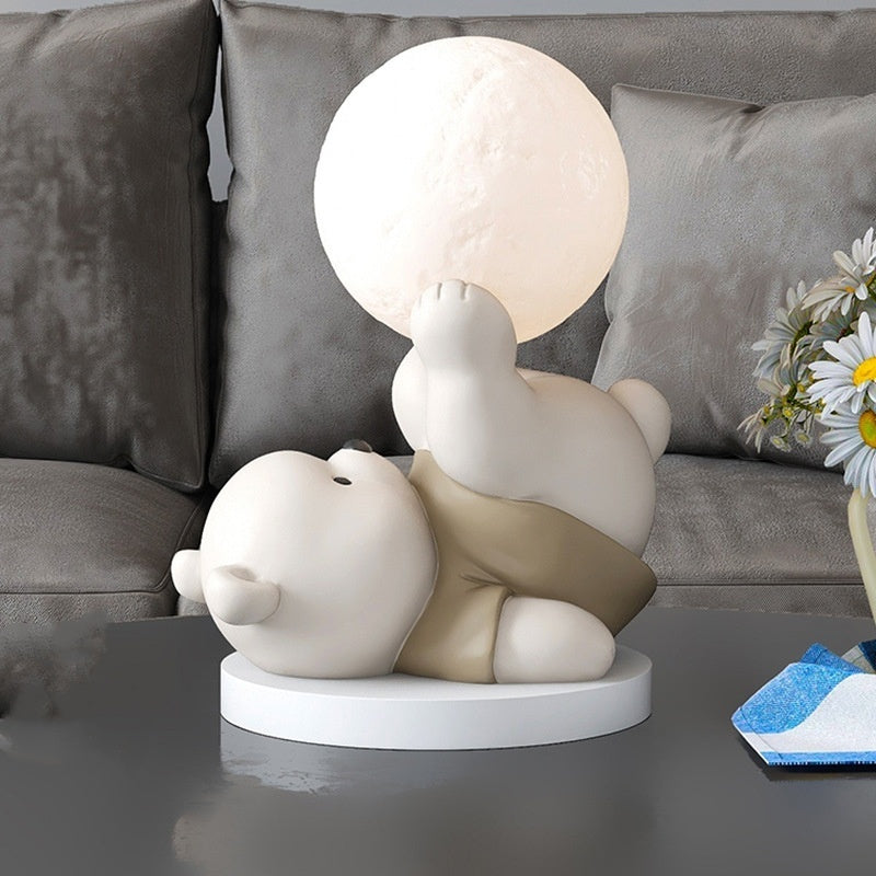 Premium Cute Bear Night Light - Resin Home Decoration Bedroom Bedside Lamp