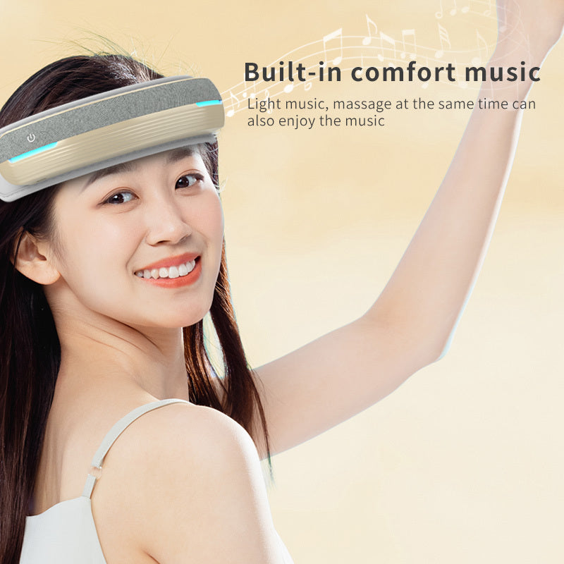 Foldable Heated Head Massager With Air Compression, Music & USB Charging, Portable & Relaxing