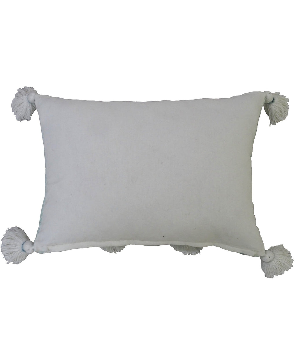 Coussin décoratif avec grands pompons et glands aux coins 35,5 cm x 50,8 cm avec insert