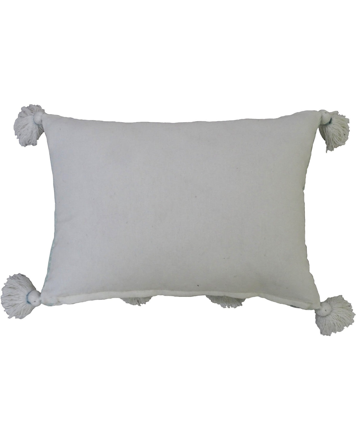 Coussin décoratif avec grands pompons et glands aux coins 35,5 cm x 50,8 cm avec insert