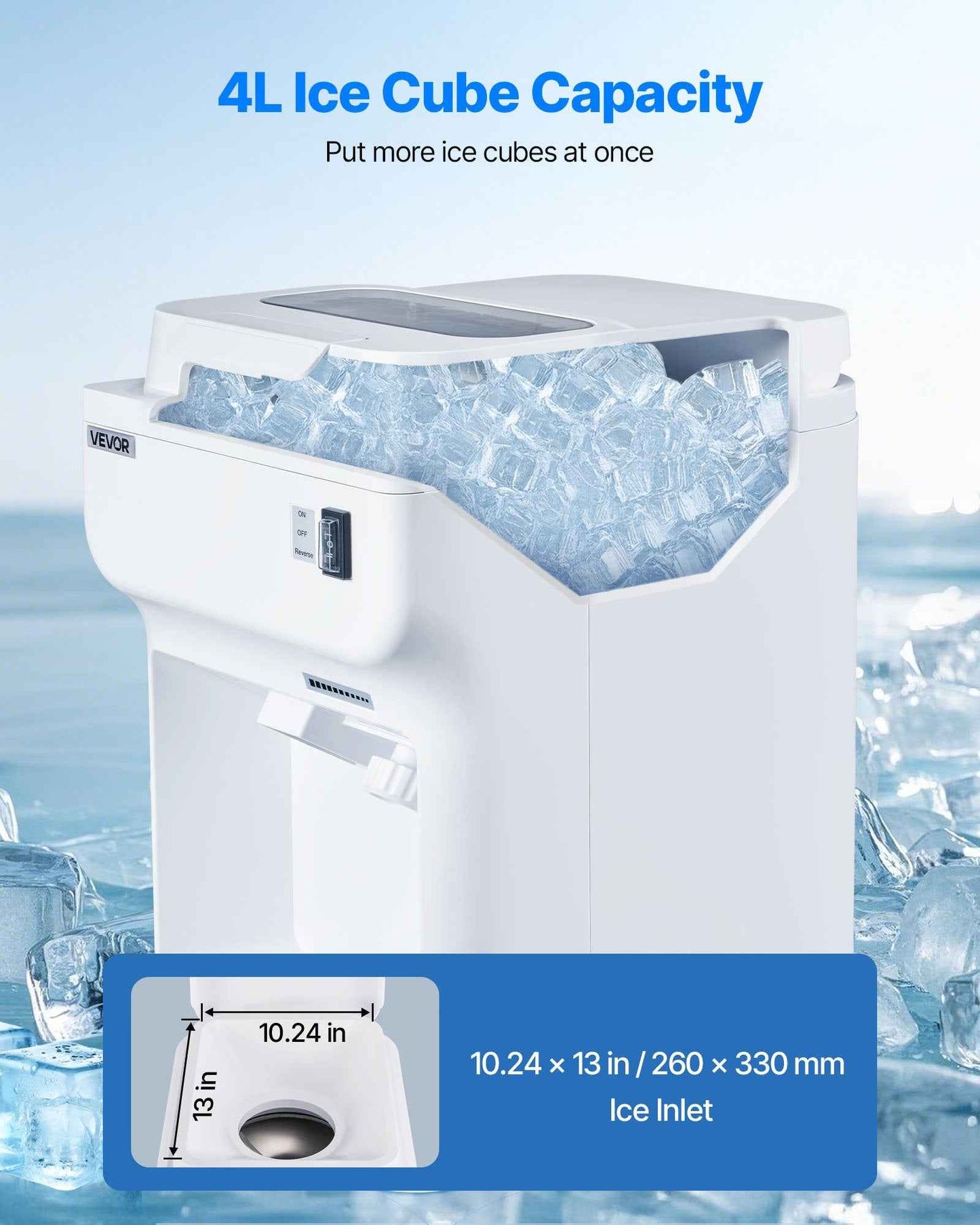 Commercial Ice Shaver 220LBS/H Electric Snow Cone Maker Ice Crusher White