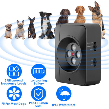 1Pc Ultrasonic Anti Barking Device Indoor Outdoor Dog Bark Control With 3 Frequency Levels Max 32.8Feet Sensing Distance For Most Dog Sizes - DropOnline.co