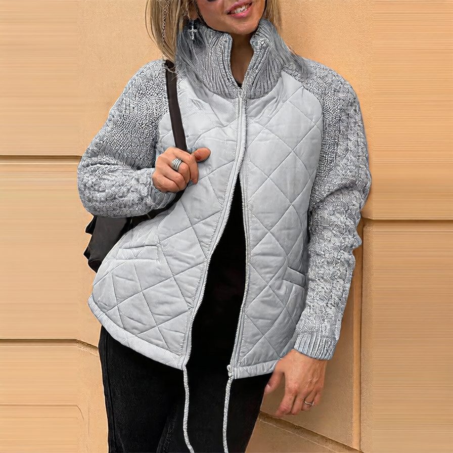 Women's Zippered Stand Collar Cardigan - Modern Zip-Up Sweater