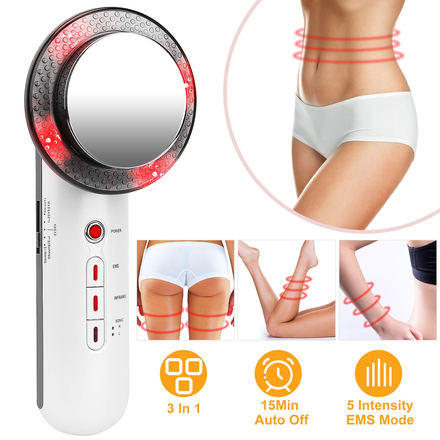 1Pc Ultrasonic Body Shaping Machine 3 In 1 Multifunctional EMS Infrared Massager Fat Remover For Belly Waist Leg Arm Skincare