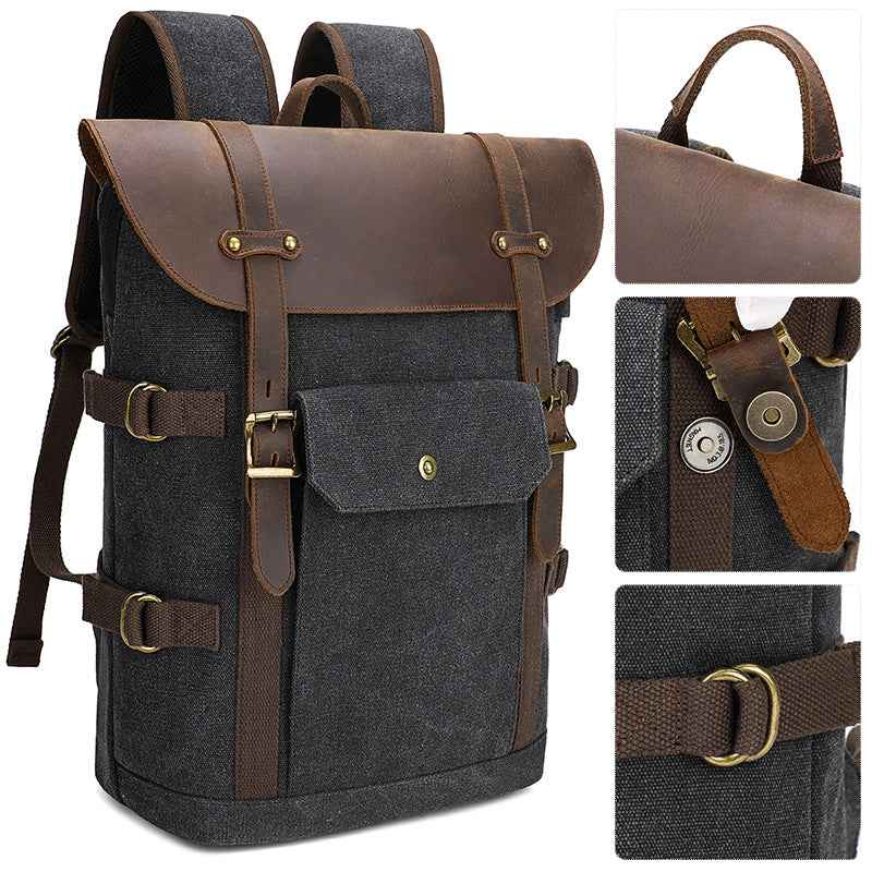 European And American Computer Crazy Horse Leather Backpack