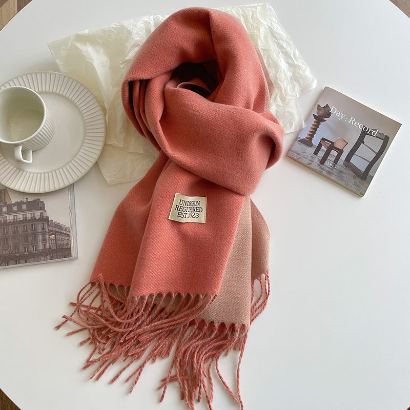 Double-Sided Artificial Cashmere Scarf - Women's Winter Warm Couple Scarf
