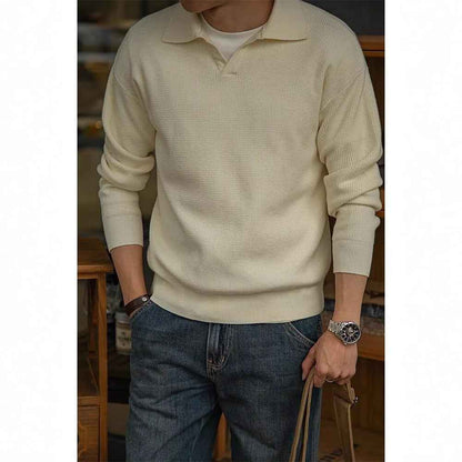 Solid Color Shirt Collar Men's Long Sleeve With Collar Outerwear Autumn Top Trendy Fake Two-piece