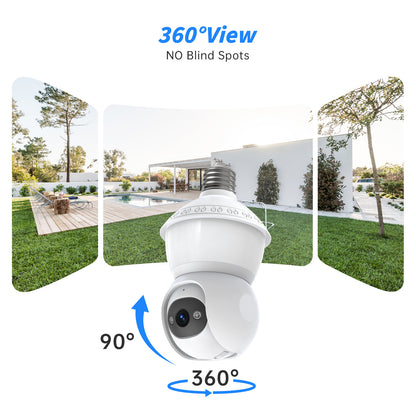 PTZ Bulb Camera E27 Full-Color Panoramic HD Wireless Light Bulb Surveillance CMOS Home WiFi Pan-Tilt Cloud - DropOnline.co