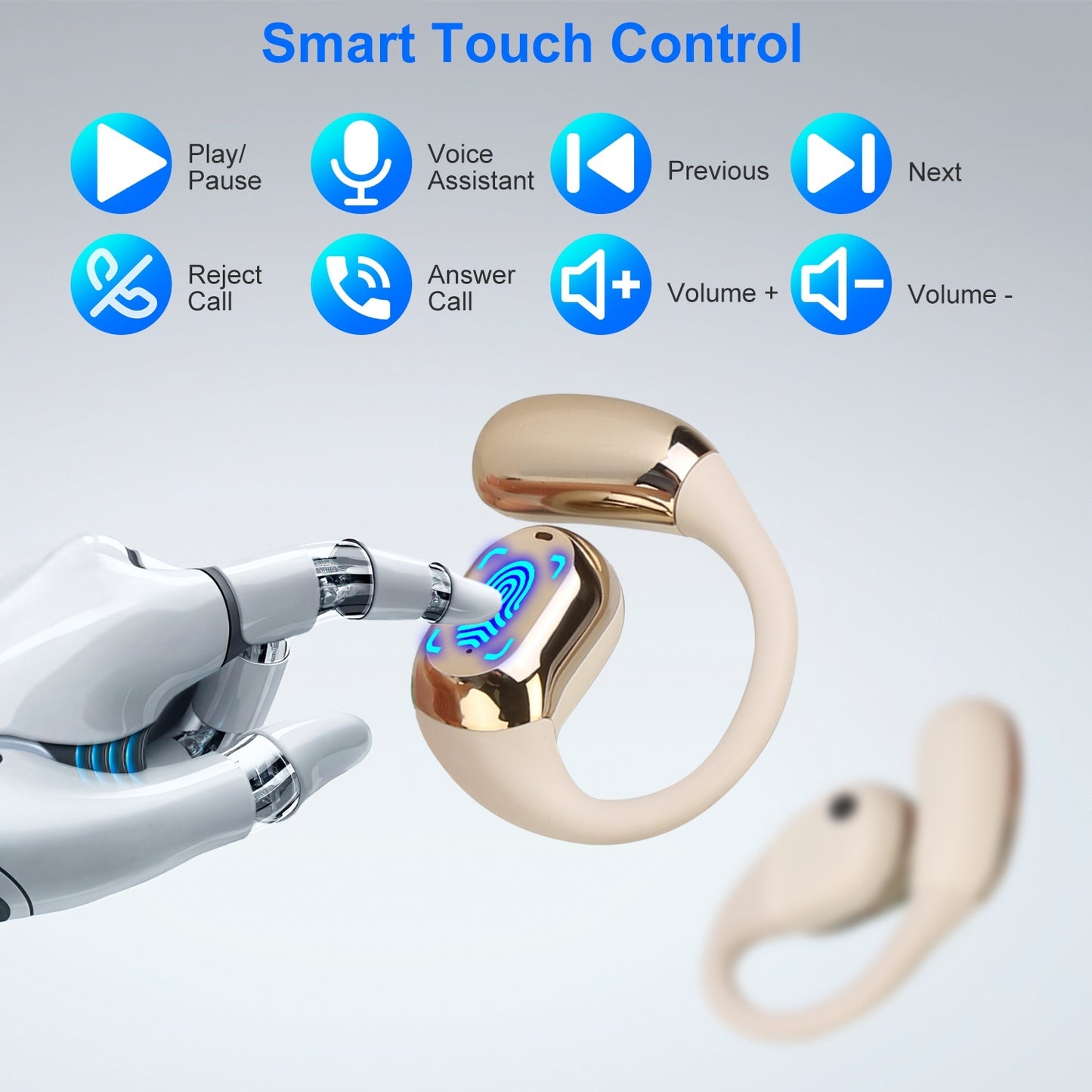 Wireless V5.4 Open Ear Earbuds - IPX5 Waterproof Sport Headphones with LED Charging Case