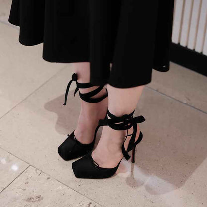 Square Toe High Heels Women Thin Heel