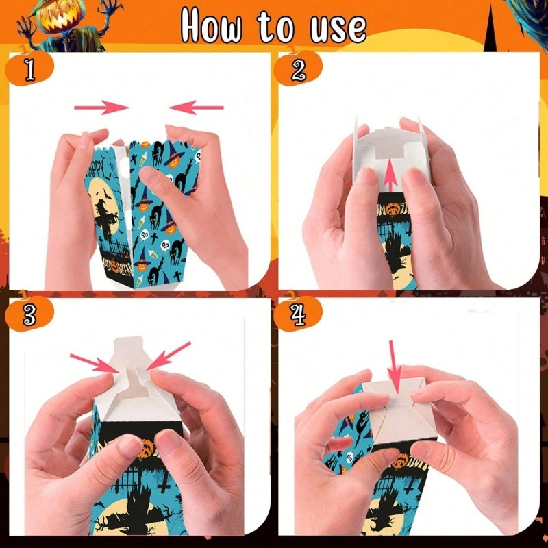 Halloween Popcorn Boxes - 12 Pcs Ghost Bat Party Snack Containers