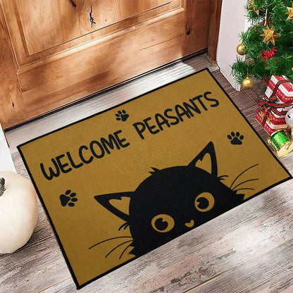 1 Piece Cat Welcome Doormat, Washable Low Pile Rug With Non-Slip Rubberized Dots Backing, Moisture-Absorbent Bath Mat For Bathroom Shower Laundry Room Bedroom Living Room Entryway Kitchen Floor Mat - DropOnline.co