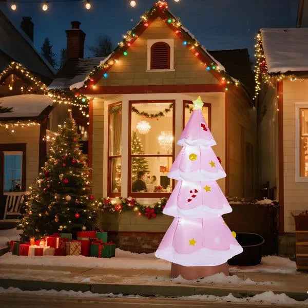 7.2FT Inflatable Christmas Tree - LED Lighted Blow Up Yard Decoration with RGB Light - DropOnline.co