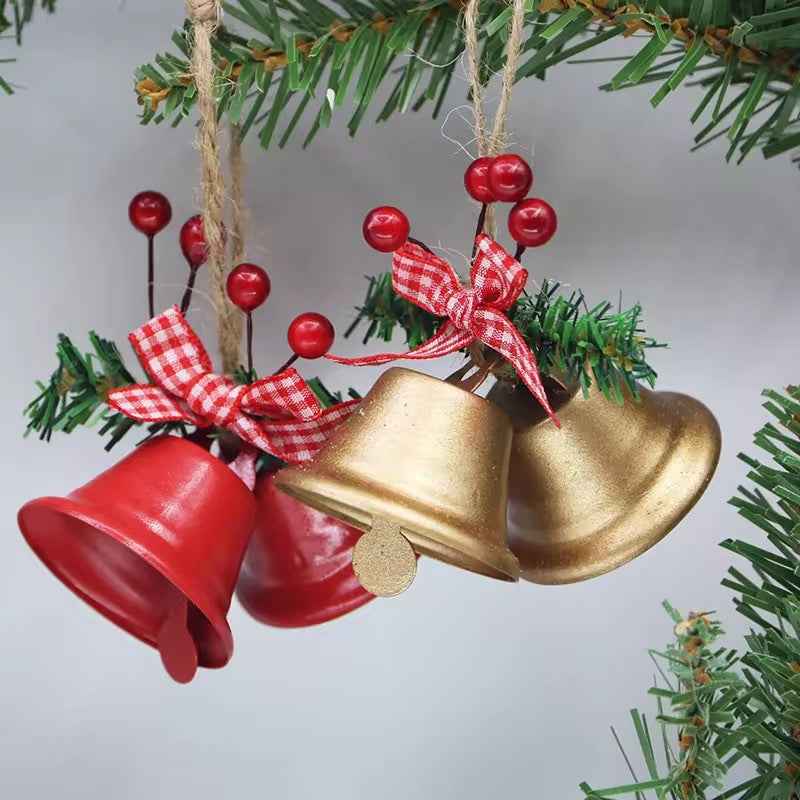 Christmas Double Bell Pendant - Hemp Rope Bow Jingling Decoration (4 Colors) - DropOnline.co