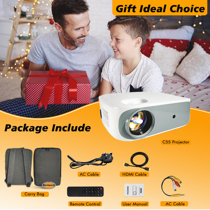 4K True 1080P High-definition Projector C55 White US - DropOnline.co