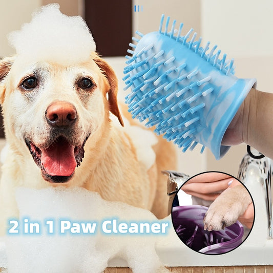 2-in-1 Dog Paw Cleaner Cup - Portable Pet Foot Washing Brush with Soft Silicone Bristles