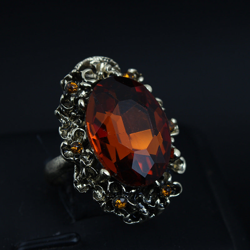Crystal Gemstone Ring - Adjustable Large Stone Statement Piece