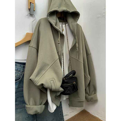 Extra Large Zipper Hooded Loose Coat
