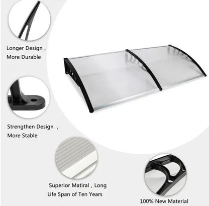 Outdoor Front Door Window Awning Patio Canopy Rain Cover UV Protected Eaves RT - DropOnline.co