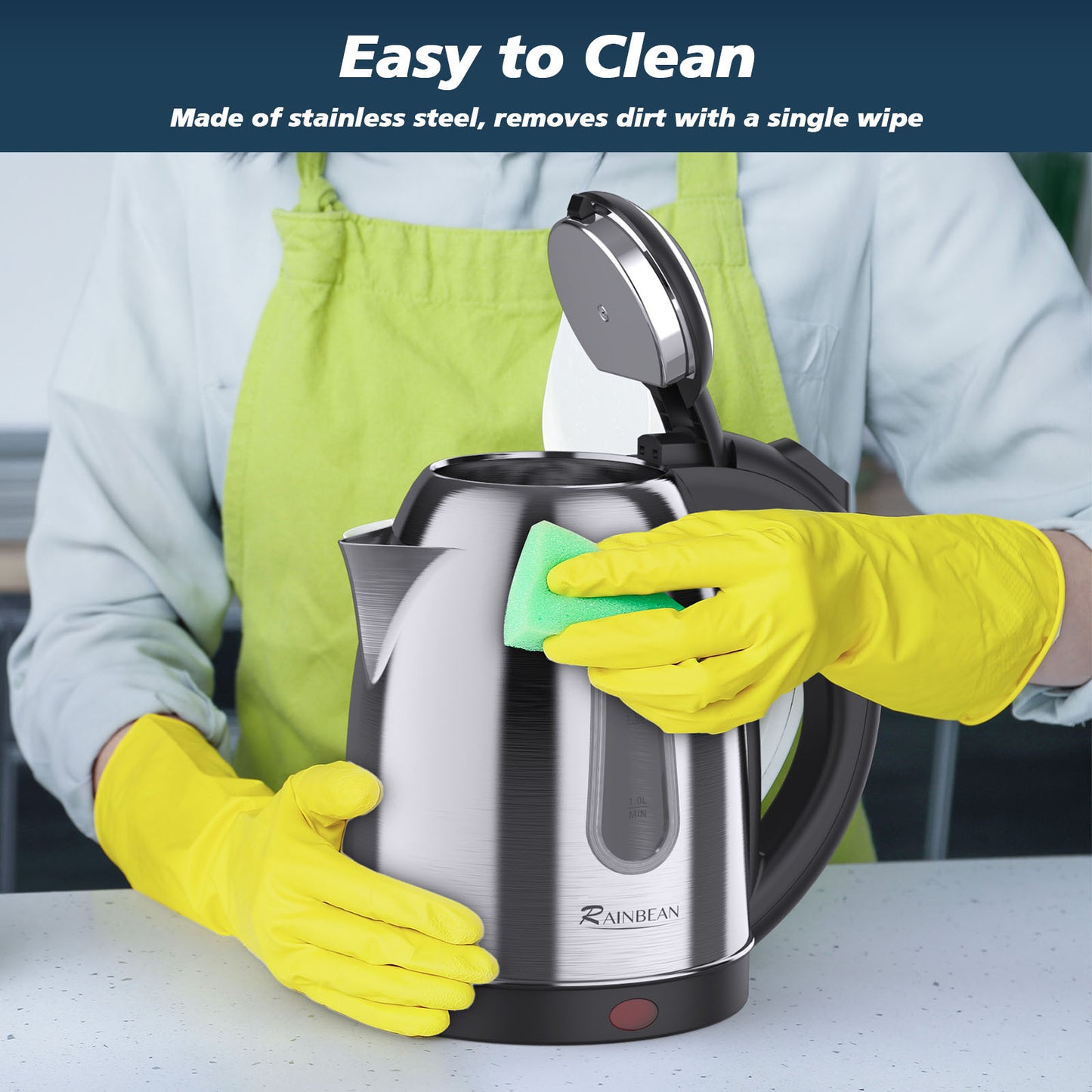 Electric Water Kettle - 1.8L Tea Coffee Boiler with Auto Shut-Off & Boil Dry Protection