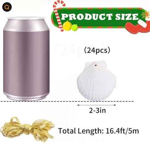 Seashells for Crafting Christmas Ornaments - 24pcs 2-3 Inch Natural White Scallop - DropOnline.co