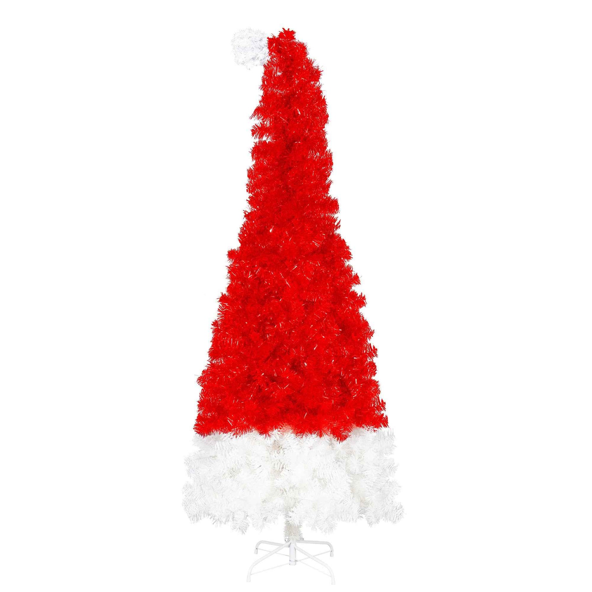 6FT Artificial Christmas Tree with LED Lights - Santa Hat Shape Whimsical Curved Tree (1050 Tips) - DropOnline.co
