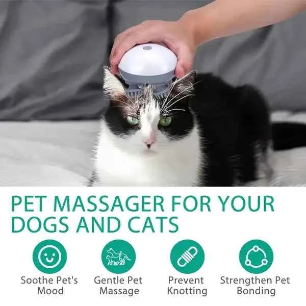 Pet Massager, Pet Scalp Massager, Handheld Electric Cat Massager, Dog Massager, 4 Rotating Massage Heads, Relax Muscles, Cat And Dog Scalp Massager, Pet Gift