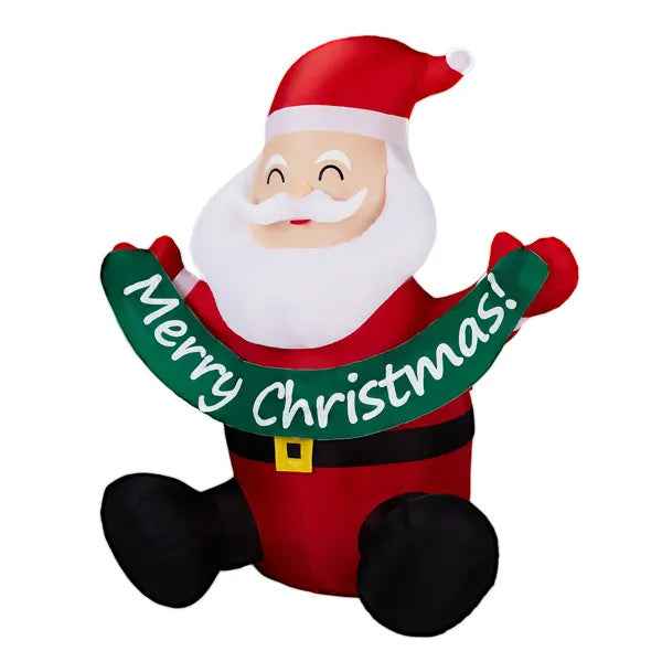 5.8FT Inflatable Santa Claus Holding Merry Christmas Banner - LED Yard Decoration - DropOnline.co