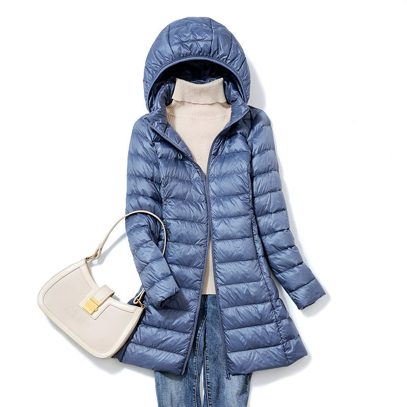 Mid-Length Lightweight Down Jacket for Women - Premium Insulated Coat