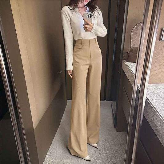 Draping Effect Leisure Horn Mopping Suit Pants