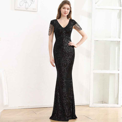 Sequined Slim Fit Slimming Long Dress Women