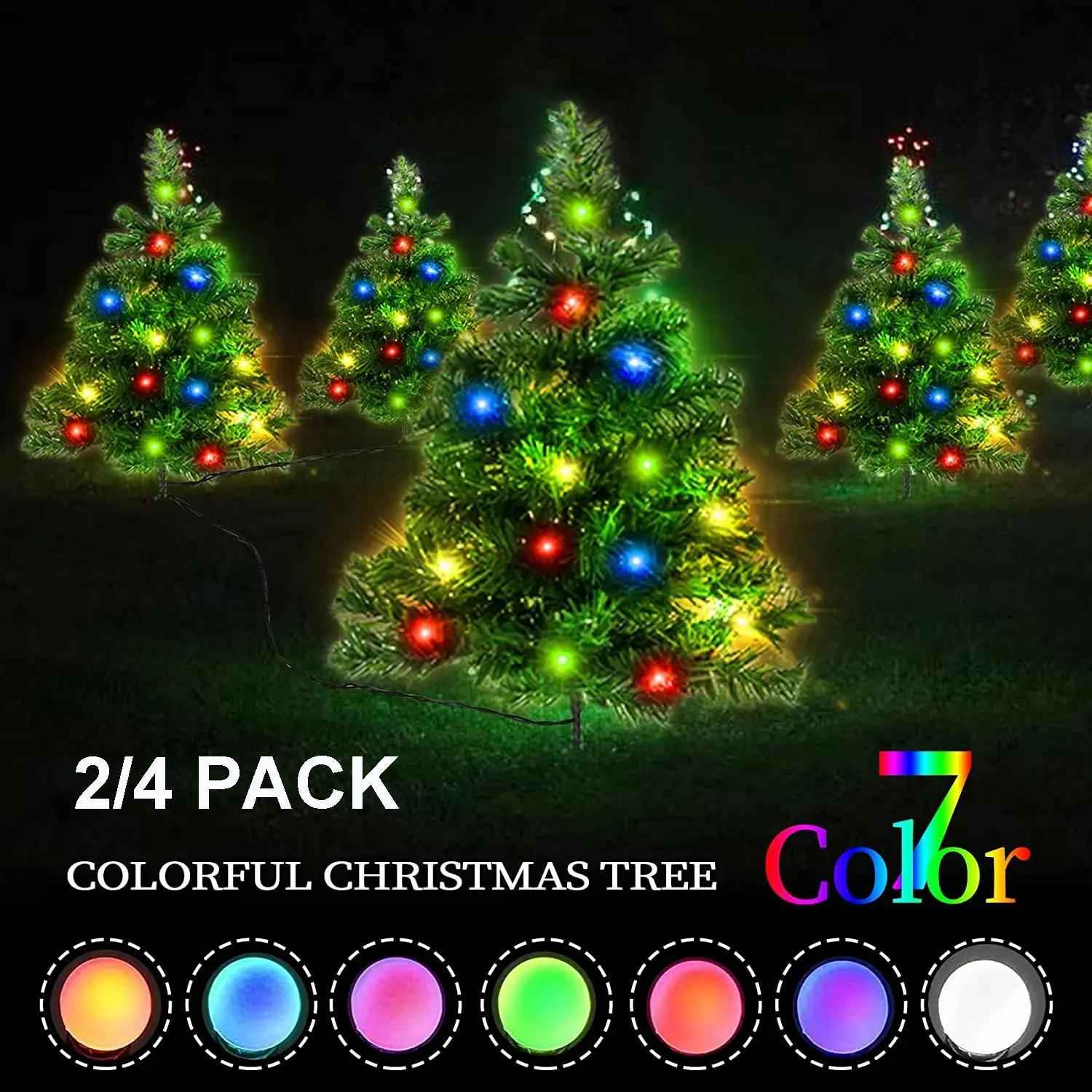 Solar Christmas Tree - 2/4/6 Pack LED Light Multicolor Pathway Decoration