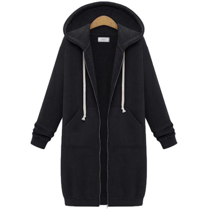Hooded Long Sleeve Sweater Fleece Long Jacket - DropOnline.co