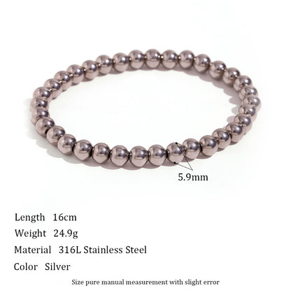 Niche Vintage Stainless Steel Plated 18K Elastic Bead Bracelet - DropOnline.co