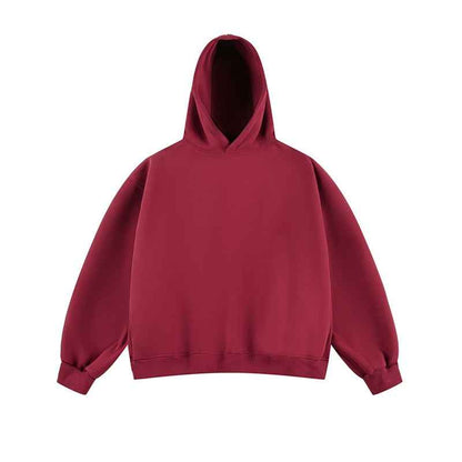 Short Wide Fleece Hooded Sweatshirt For Men And Women In American Solid Color