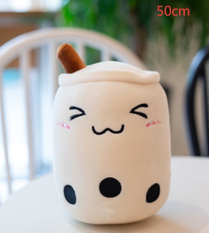 Boba Tea Plush Toy - Cute Strawberry Milk Tea Stuffed Animal Pillow Cushion for Kids - DropOnline.co